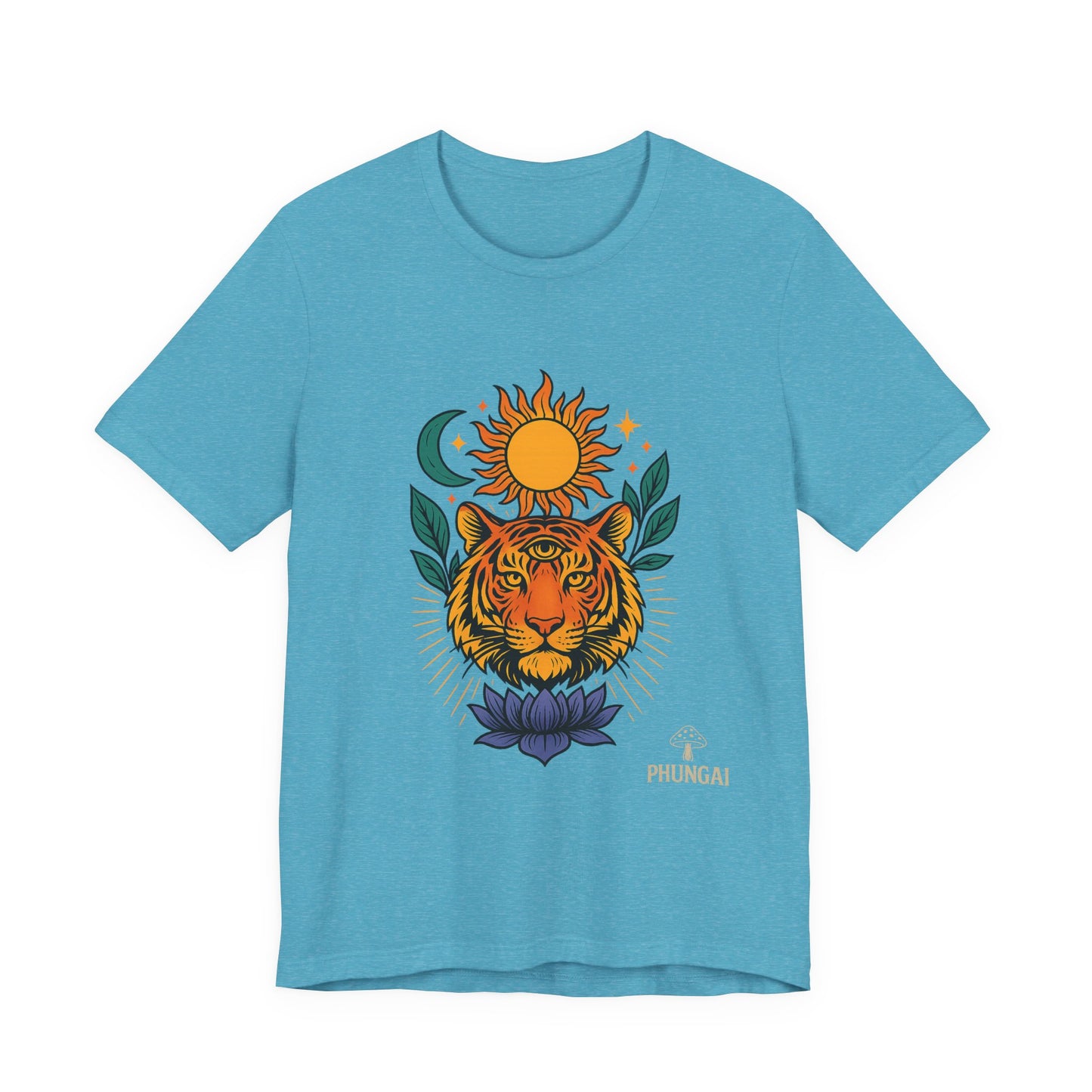 Tiger Sun & Moon Tee, Unisex Graphic Shirt, Zodiac Tee, Nature Lover Gift, Festival Apparel, Boho Style T-Shirt