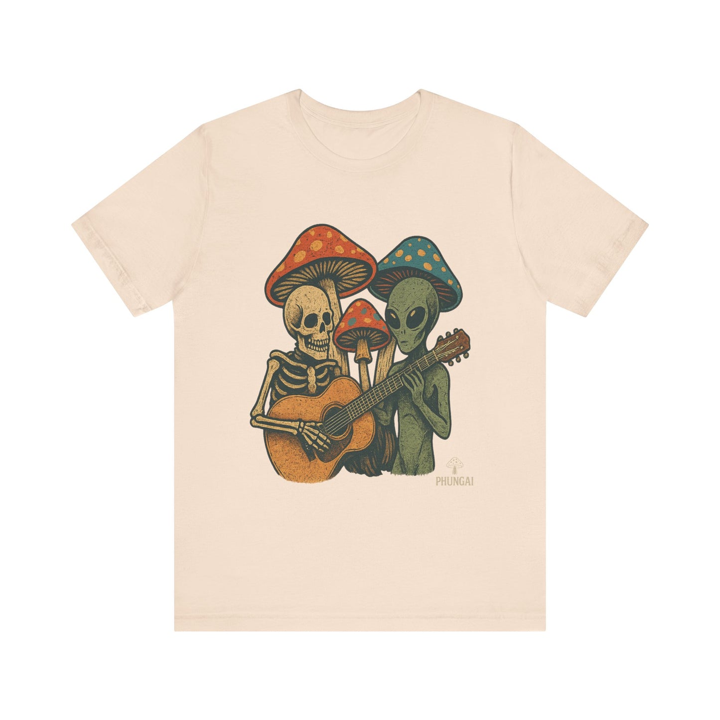 Whimsical Halloween Tee, Unisex Jersey T-Shirt with Skeletons and Aliens, Perfect for Spooky Season, Costume Parties, Music Festivals, [...]