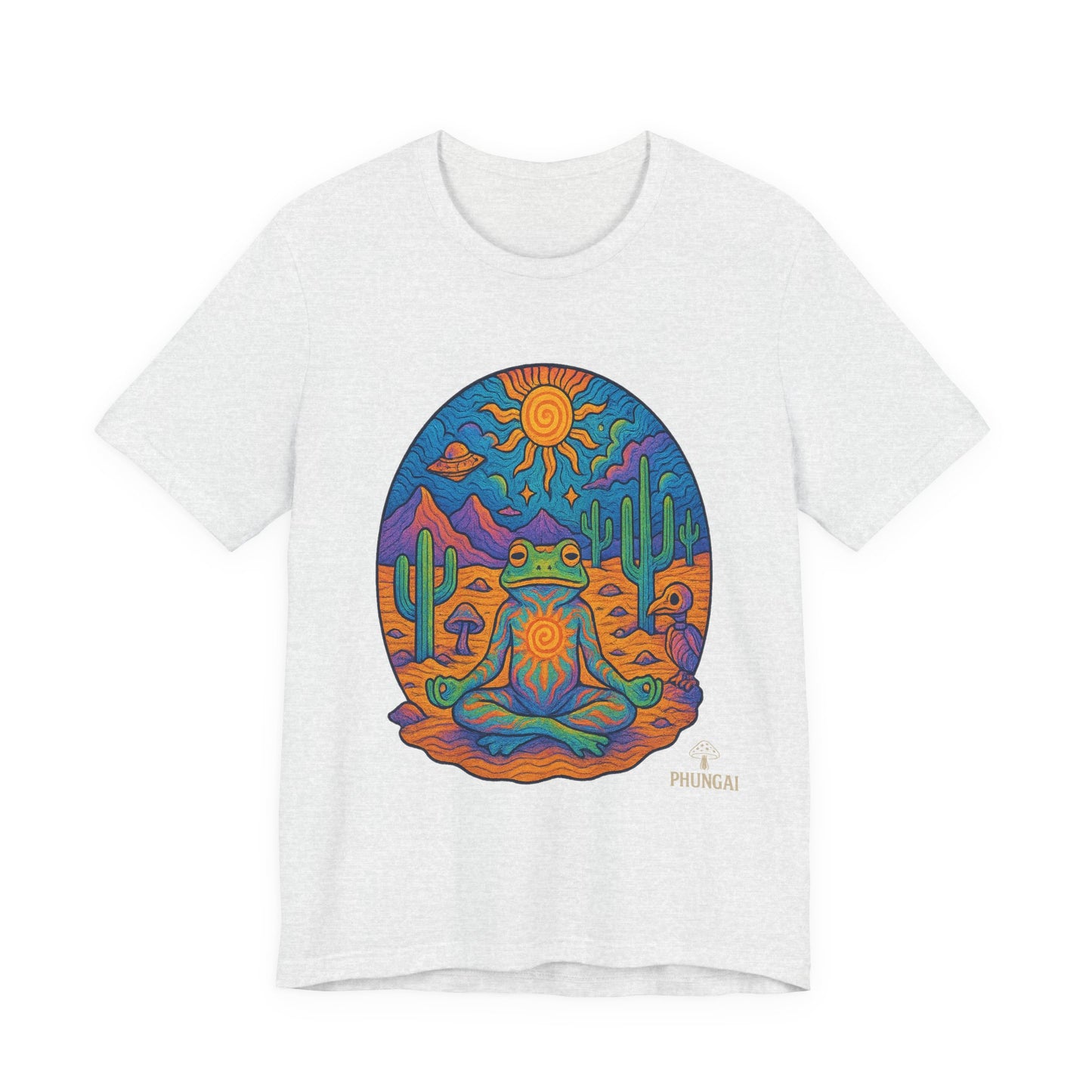 Meditative Frog Tee: Zen Vibes for Nature Lovers, Casual Wear, Gift for Yoga Enthusiasts, Festival Outfit, Eco-Friendly Fashion