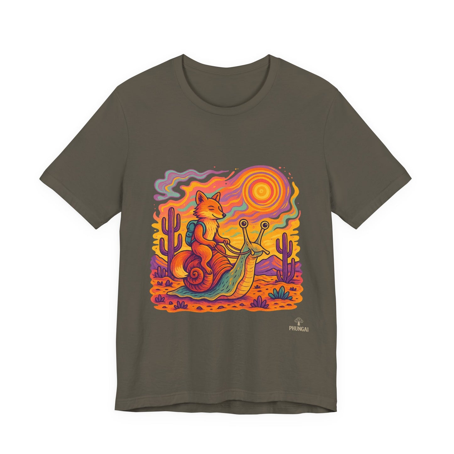 Colorful Retro Snail Tee, Fun Cat Shirt, Unisex Summer T-Shirt, Quirky Gift for Animal Lovers, Boho Style Top, Ideal for Festivals