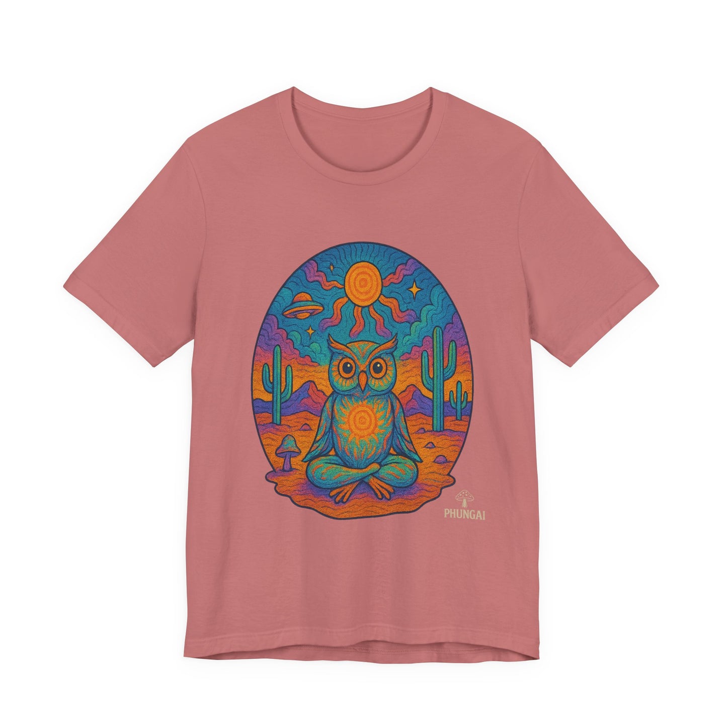 Vibrant Owl Graphic Tee, Unisex Short Sleeve Shirt for Nature Lovers, Festival Wear, Bohemian Style, Gift for Owl Enthusiasts, [...]