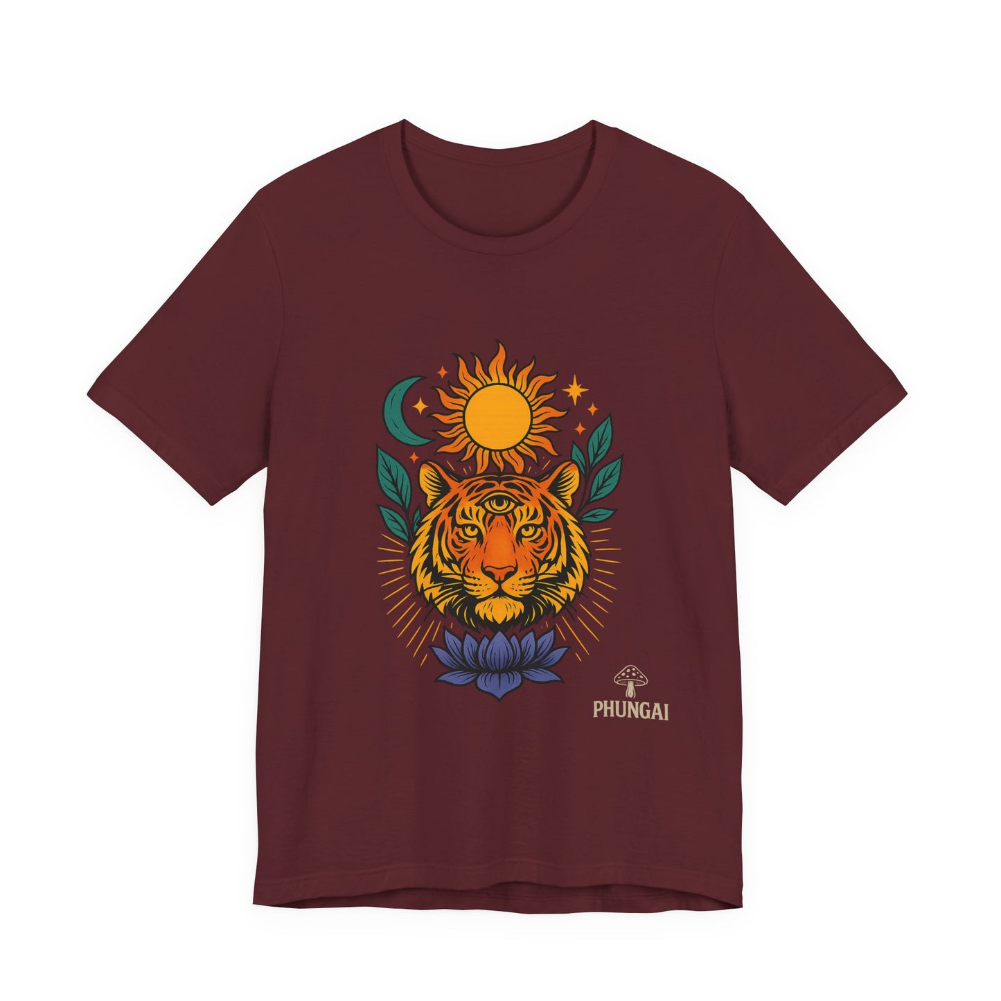 Tiger Sun & Moon Tee, Unisex Graphic Shirt, Zodiac Tee, Nature Lover Gift, Festival Apparel, Boho Style T-Shirt