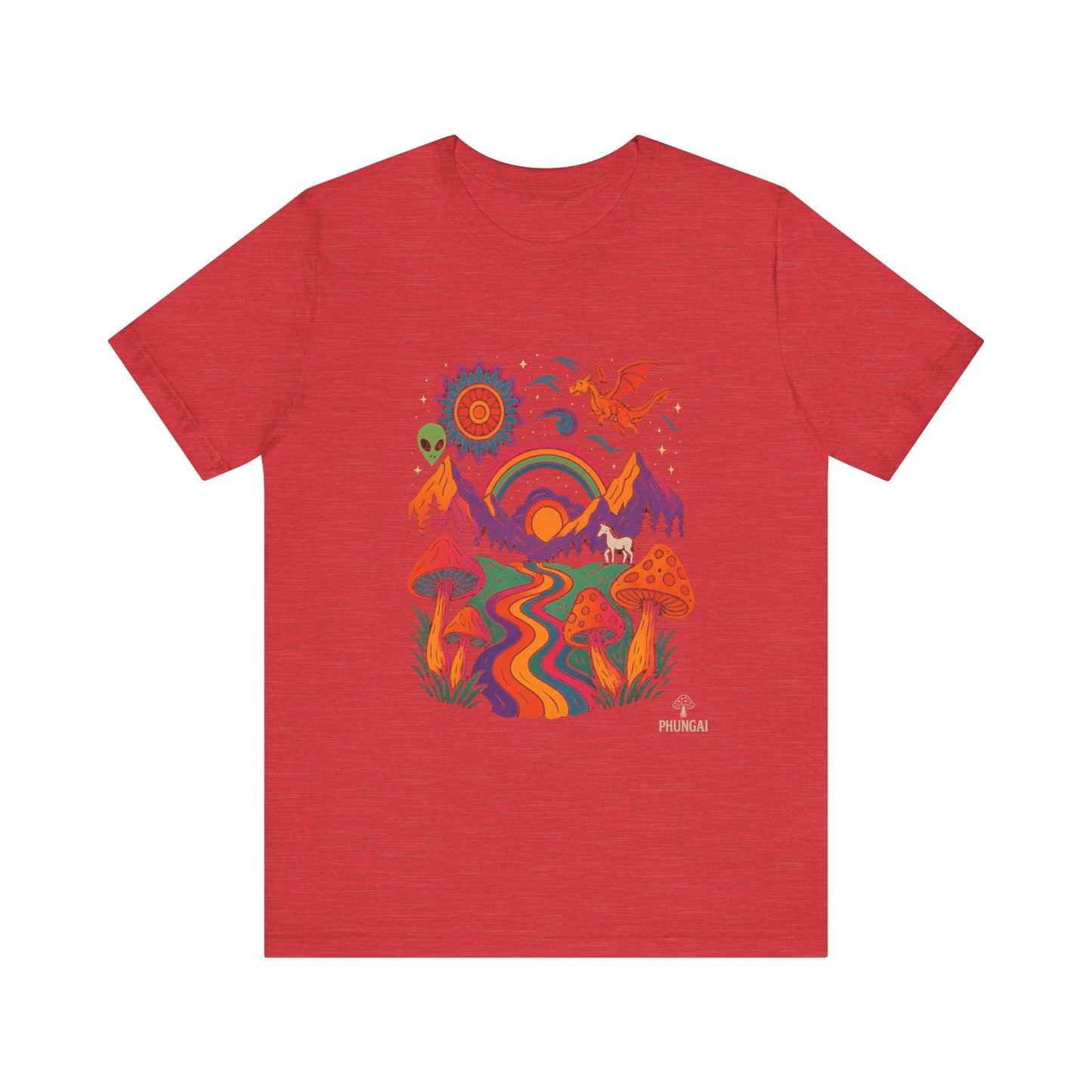 Bohemian Nature Tee - Colorful Landscape Art, Unisex T-Shirt, Gift for Nature Lovers, Casual Wear, Summer Festivals