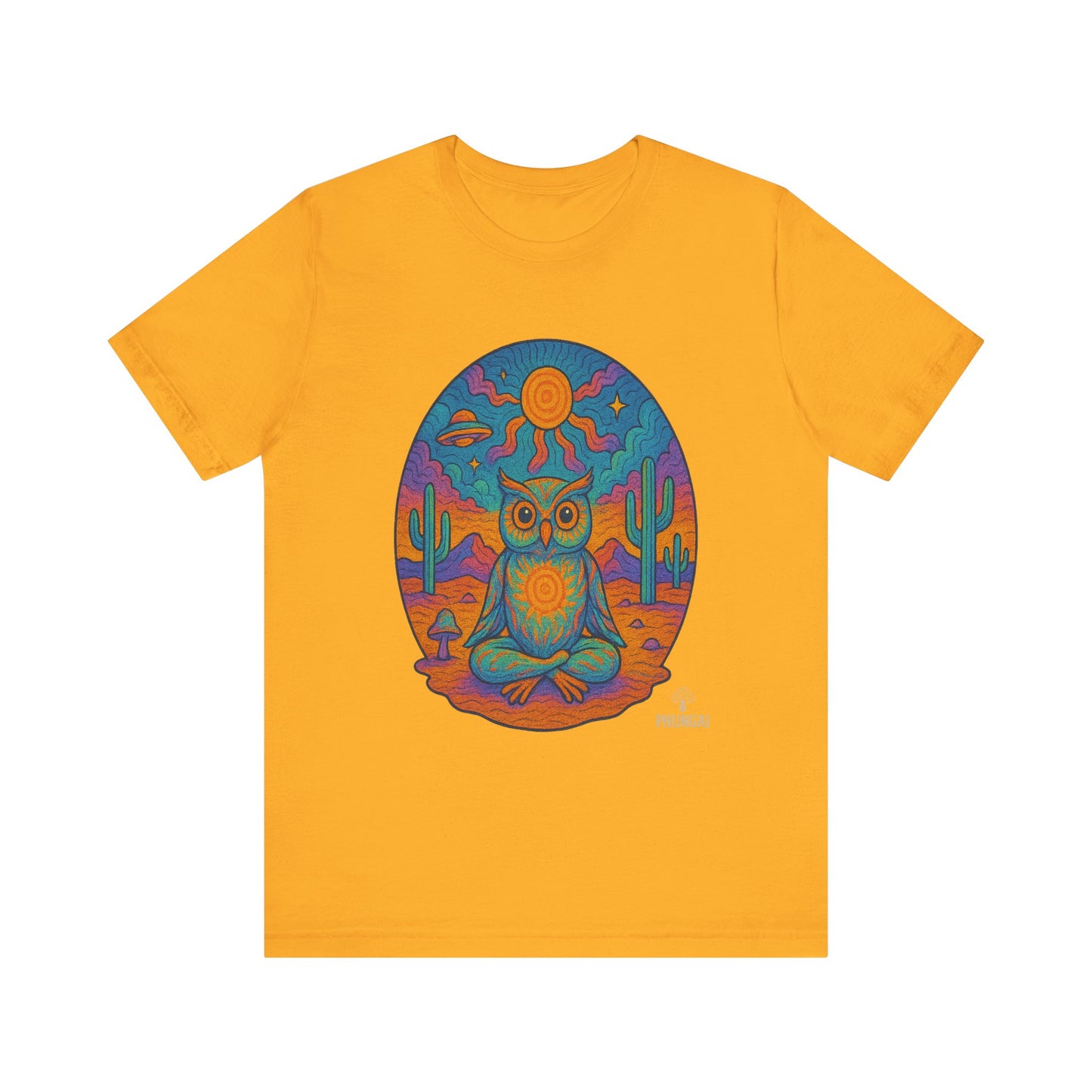 Vibrant Owl Graphic Tee, Unisex Short Sleeve Shirt for Nature Lovers, Festival Wear, Bohemian Style, Gift for Owl Enthusiasts, [...]