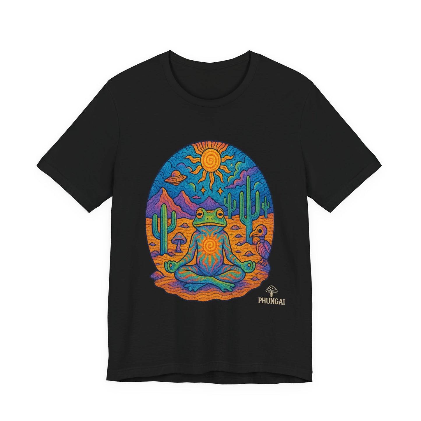 Meditative Frog Tee: Zen Vibes for Nature Lovers, Casual Wear, Gift for Yoga Enthusiasts, Festival Outfit, Eco-Friendly Fashion