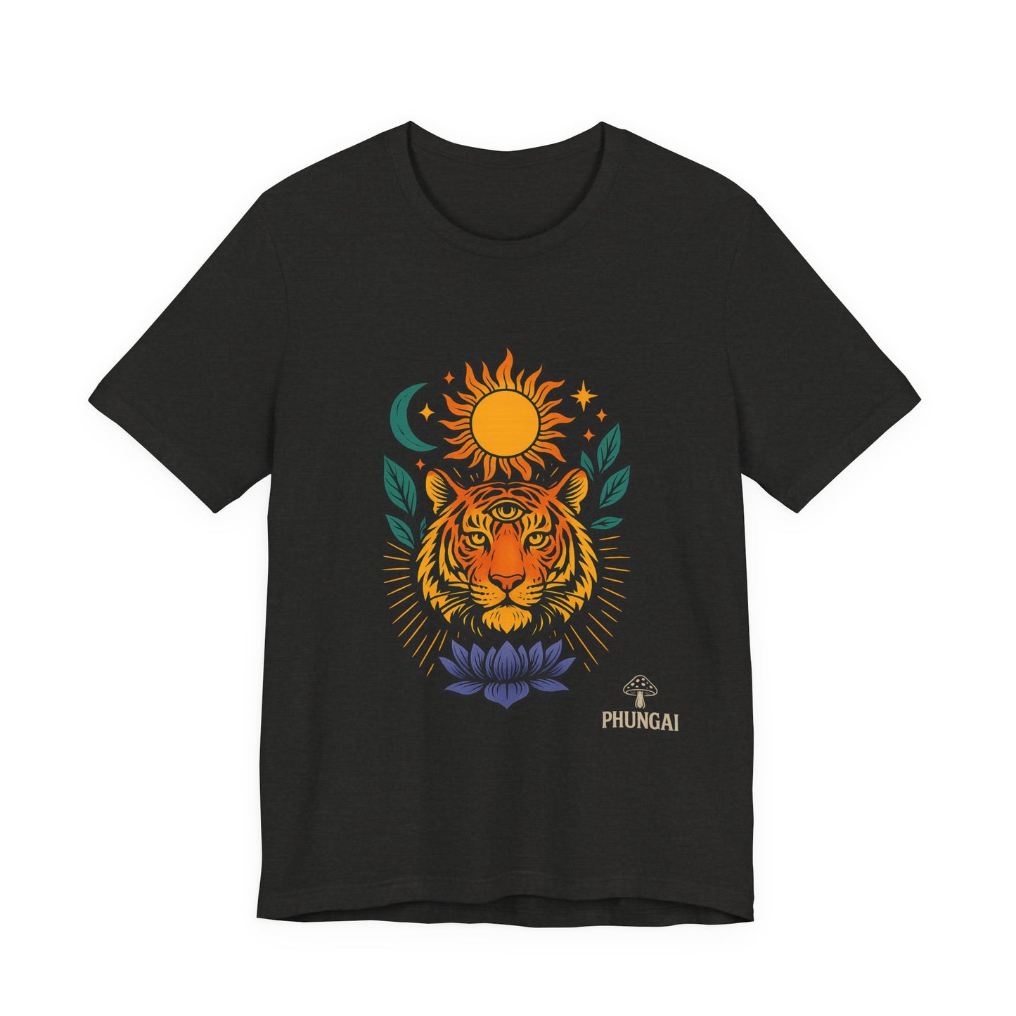 Tiger Sun & Moon Tee, Unisex Graphic Shirt, Zodiac Tee, Nature Lover Gift, Festival Apparel, Boho Style T-Shirt