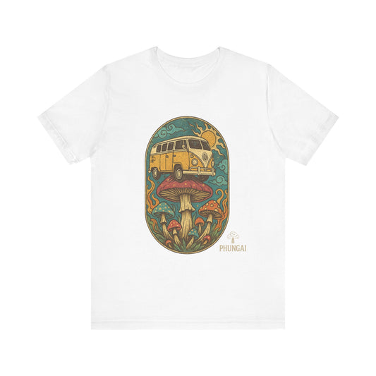 Vintage-Inspired Graphic Tee, Unisex Jersey Short Sleeve Tee, Boho Style T-Shirt, Nature Lover Gift, Psychedelic Art Shirt, Retro Van Design