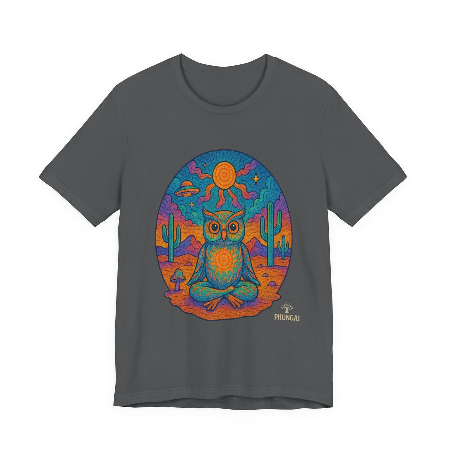 Vibrant Owl Graphic Tee, Unisex Short Sleeve Shirt for Nature Lovers, Festival Wear, Bohemian Style, Gift for Owl Enthusiasts, [...]
